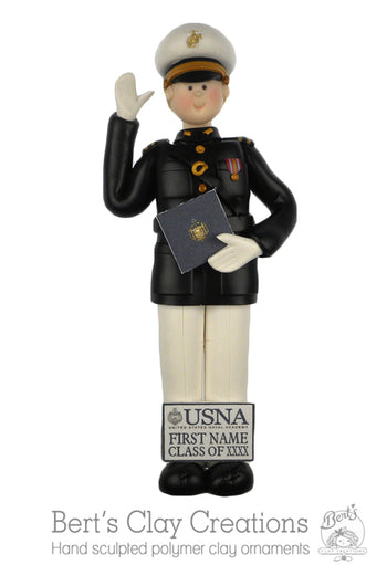 USNA Black Dress Uniform Graduate Ornament - Bert's Clay Creations